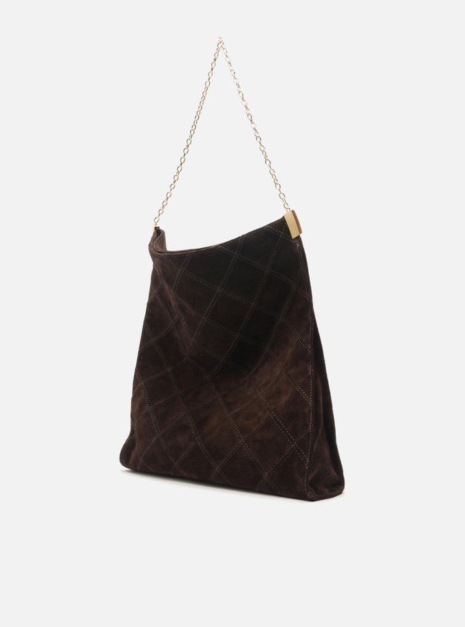 Bolsa Tote Marrom Suede Grande Matelassê