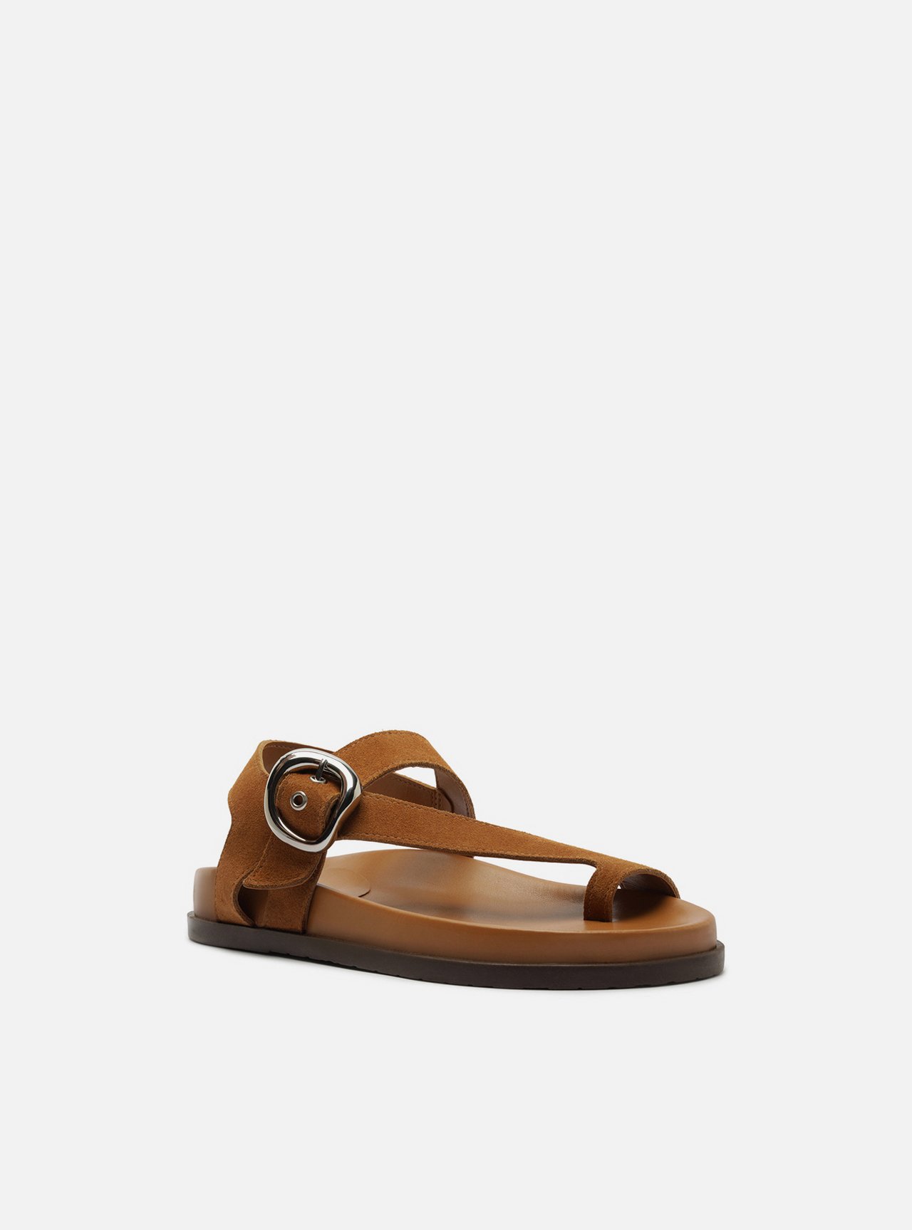 Sandália Papete Marrom Acamurçada Flatform Fivela — foto 2