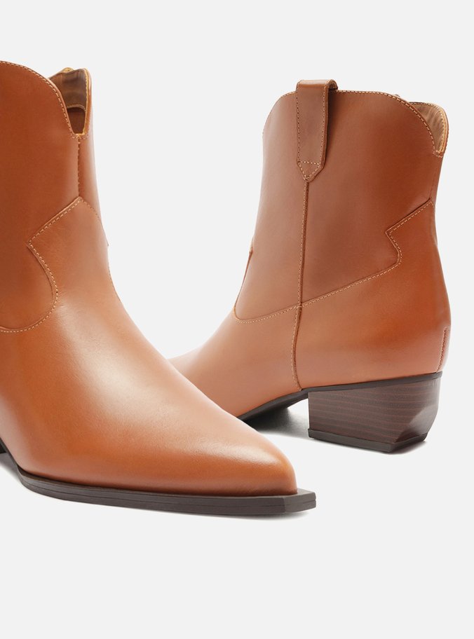 Bota Marrom Couro Cano Curto Básica Western