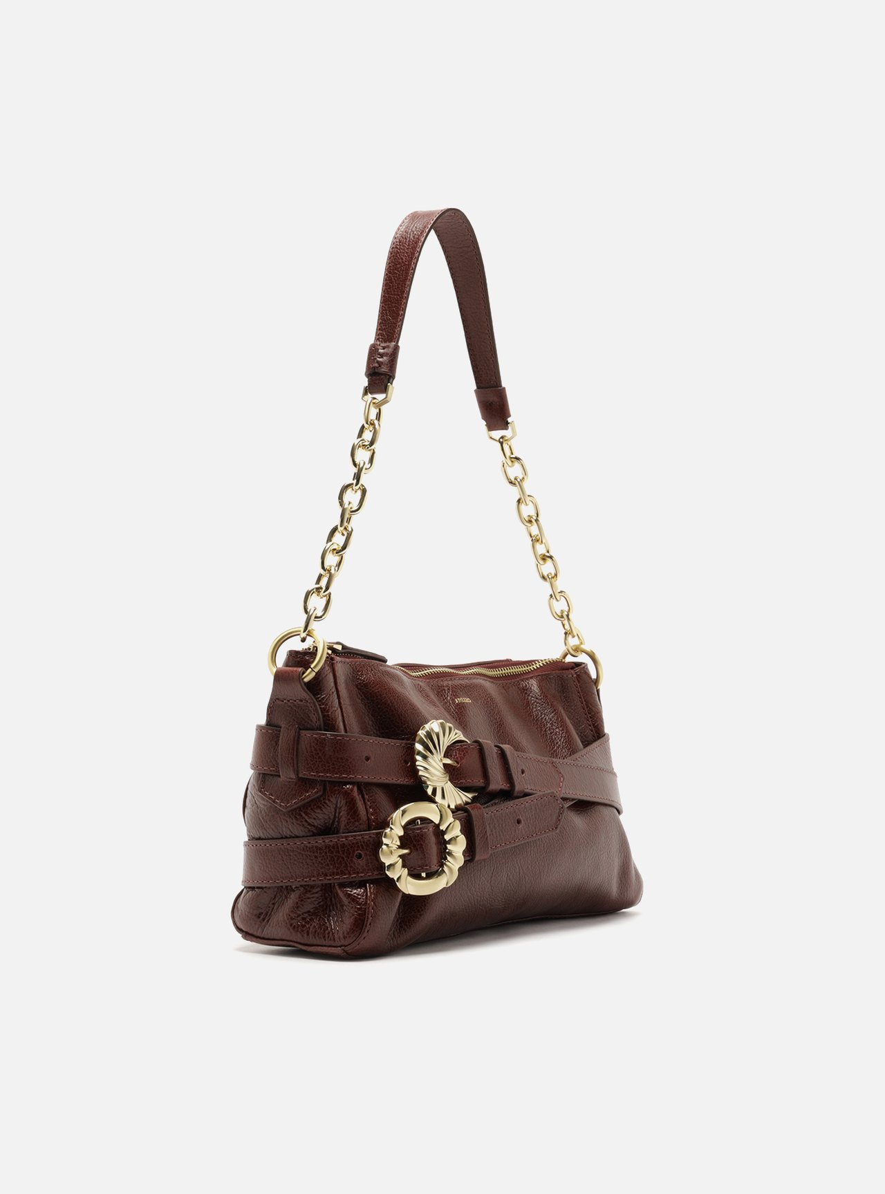 Bolsa Shoulder Bordô Couro Pequena Corrente — foto 5