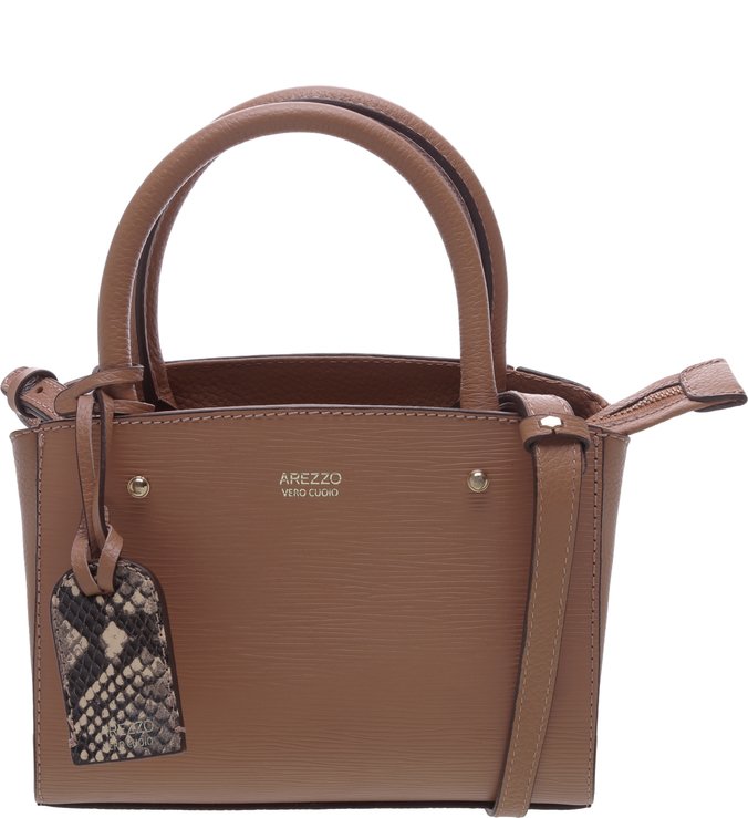 Bolsa Couro Pequena Bella Snake Marrom