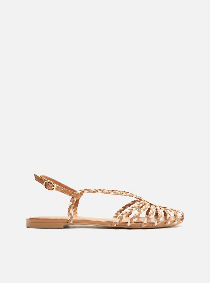 Sandália Rasteira Marrom Tiras Huarache