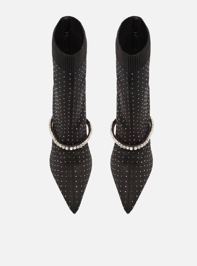 Skinny Boot Preta Knit Cano Curto Aysha