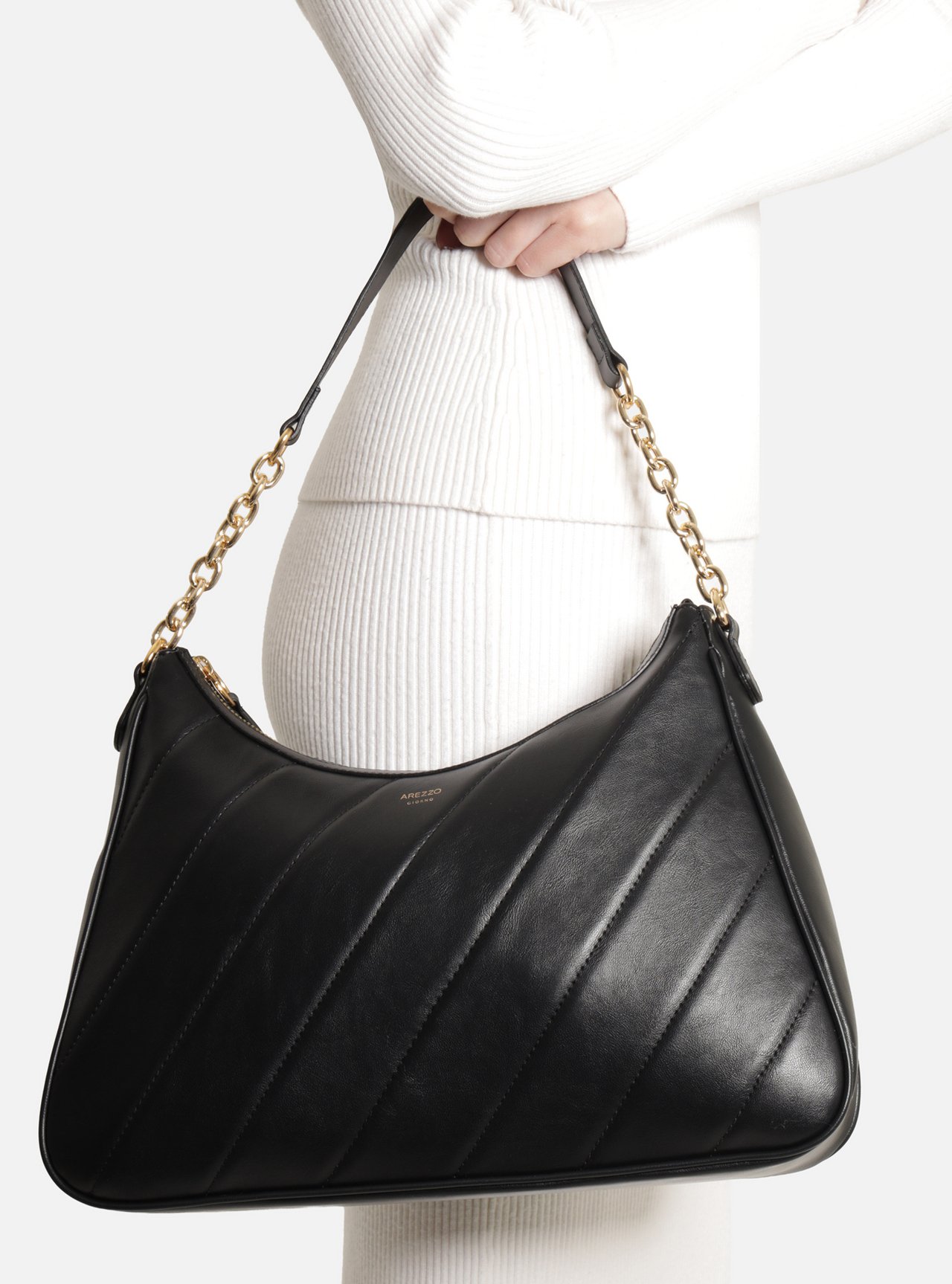 Bolsa Hobo Preta Grande Alça Corrente — foto 6