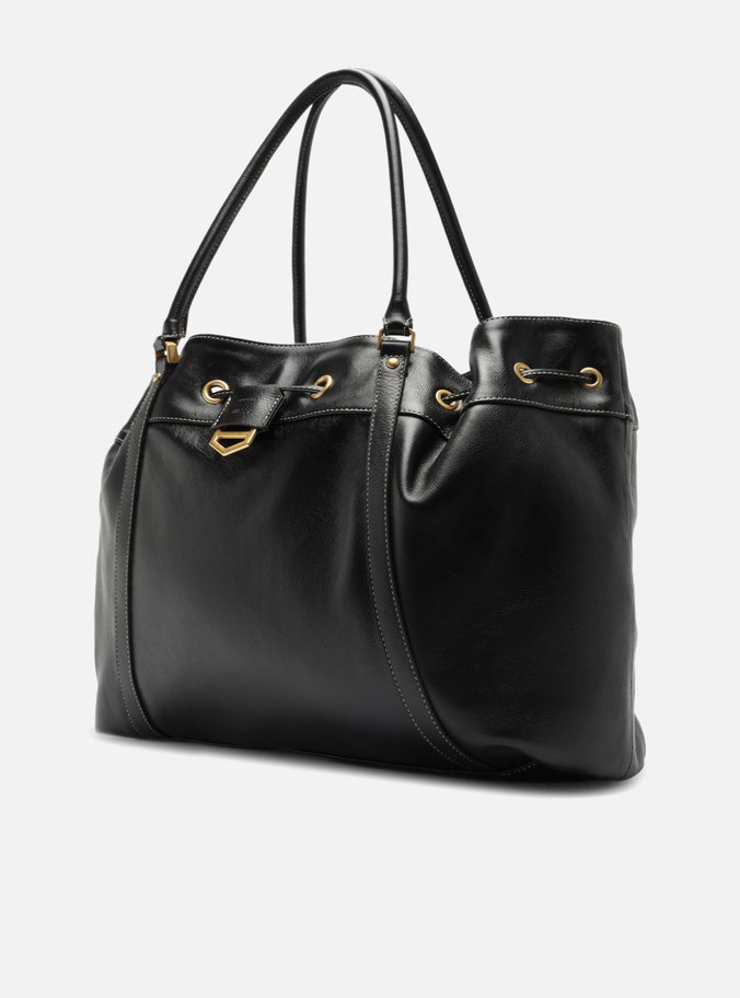 Bolsa Shopping Preta Couro Alicia Grande