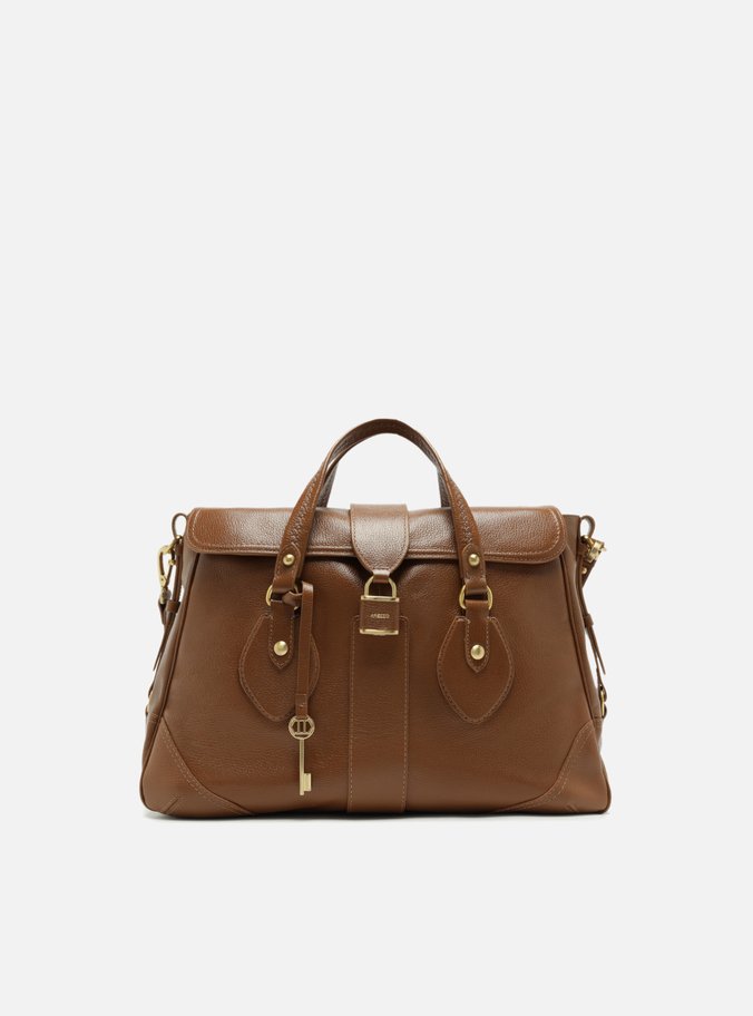 Bolsa Tote Caramelo Couro Média Cadeado