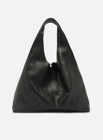 Bolsa Hobo Preta Couro Grande Pouch