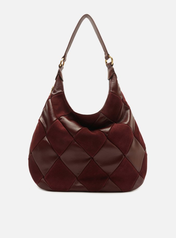 Bolsa Hobo Preta Couro Média Matelassê Metais