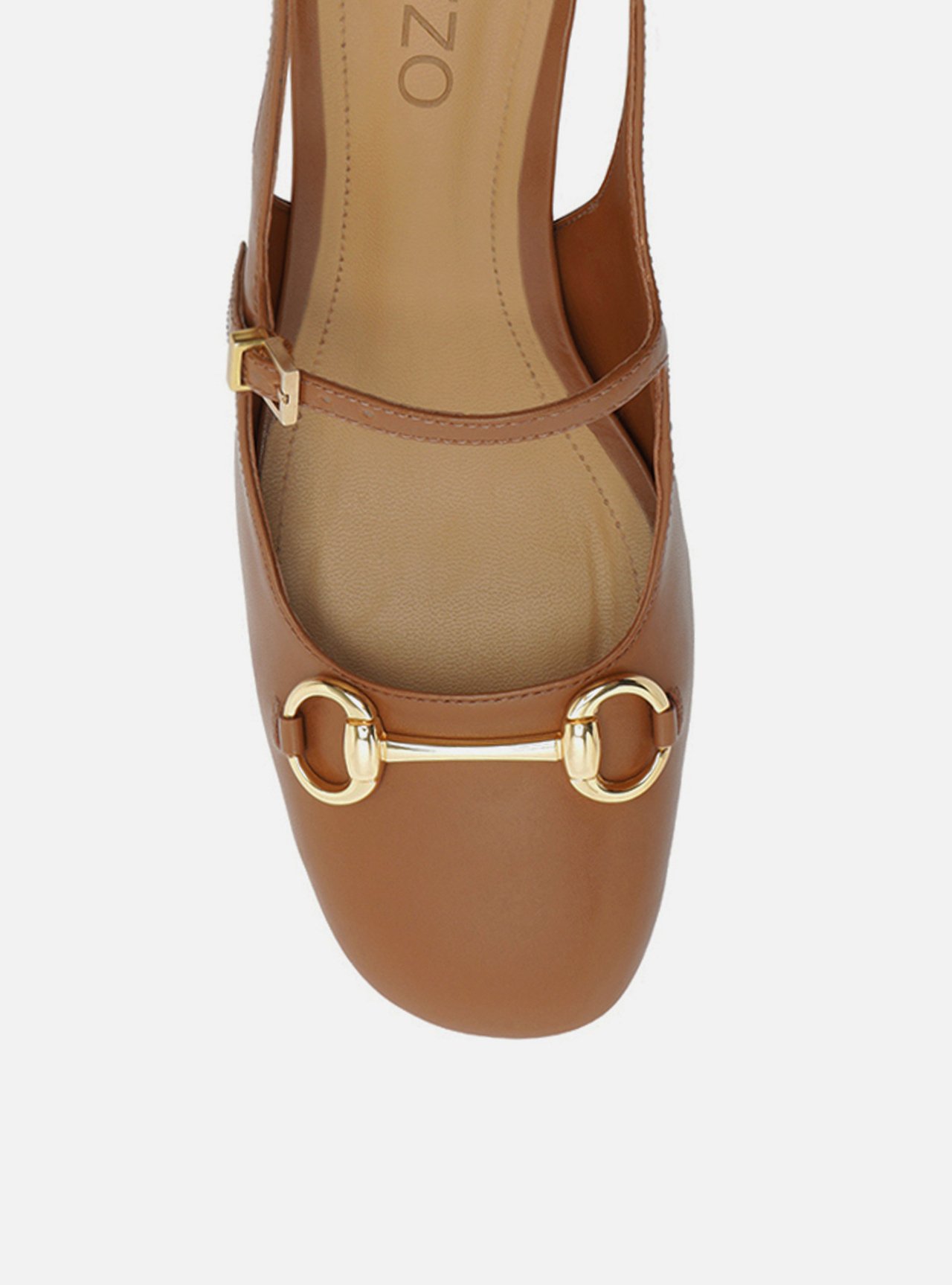 Scarpin Marrom Couro Salto Bloco Bridão Slingback — foto 5