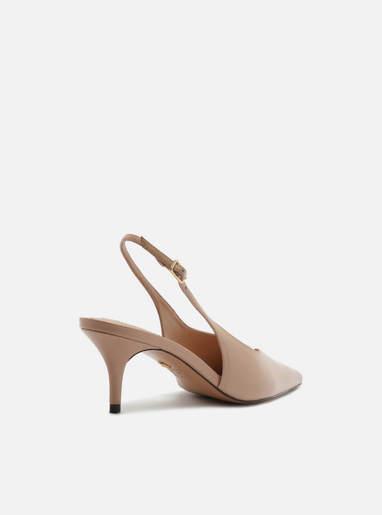 Scarpin Nude Couro Salto Fino Slingback — foto 3