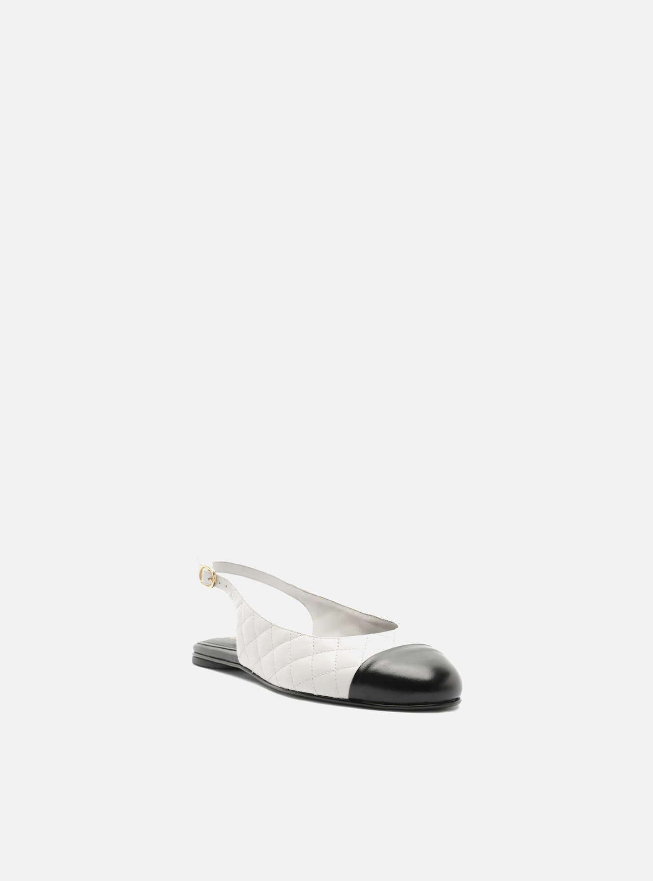 Sapatilha Branca Couro Bico Redondo Matelassê Slingback — foto 2