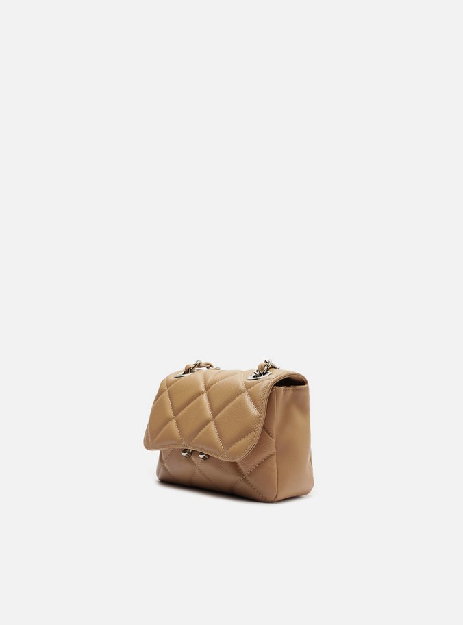 Bolsa Tiracolo Bege Couro Mizz Pequena