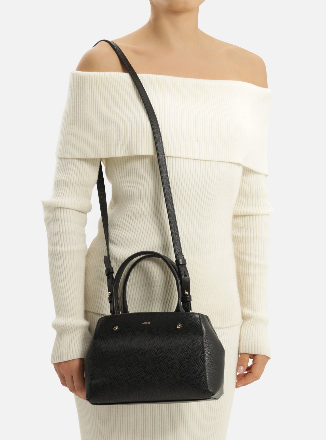 Bolsa Tote Preta Couro Bella Pequena — foto 6