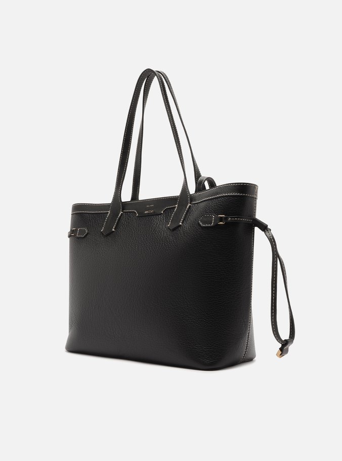 Bolsa Shopping Preta Couro  Média
