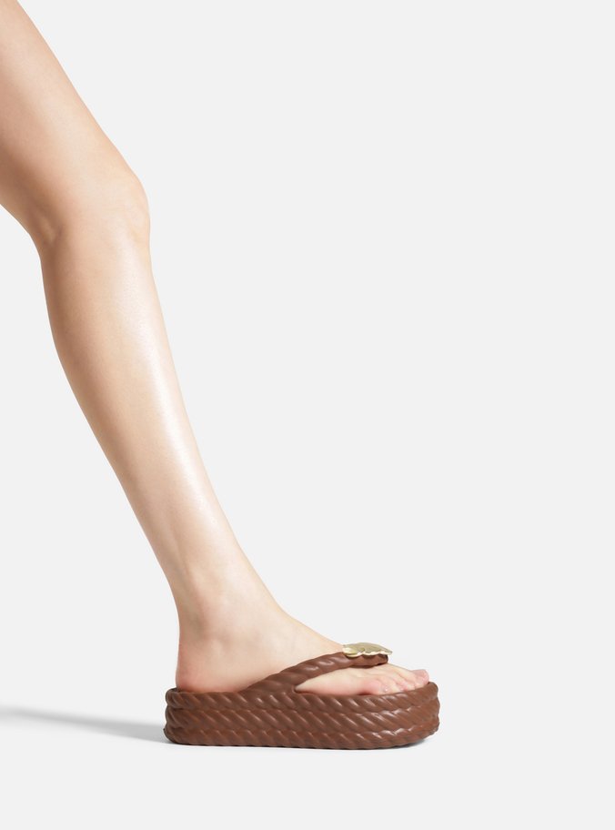 Chinelo Marrom Flatform Marrocos Metais Brizza