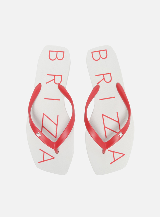 Chinelo de Dedo Branco Tira Vermelha Brizza