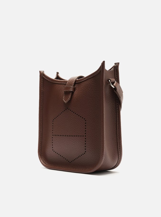 Bolsa Tiracolo Marrom Média Logo Perfurado