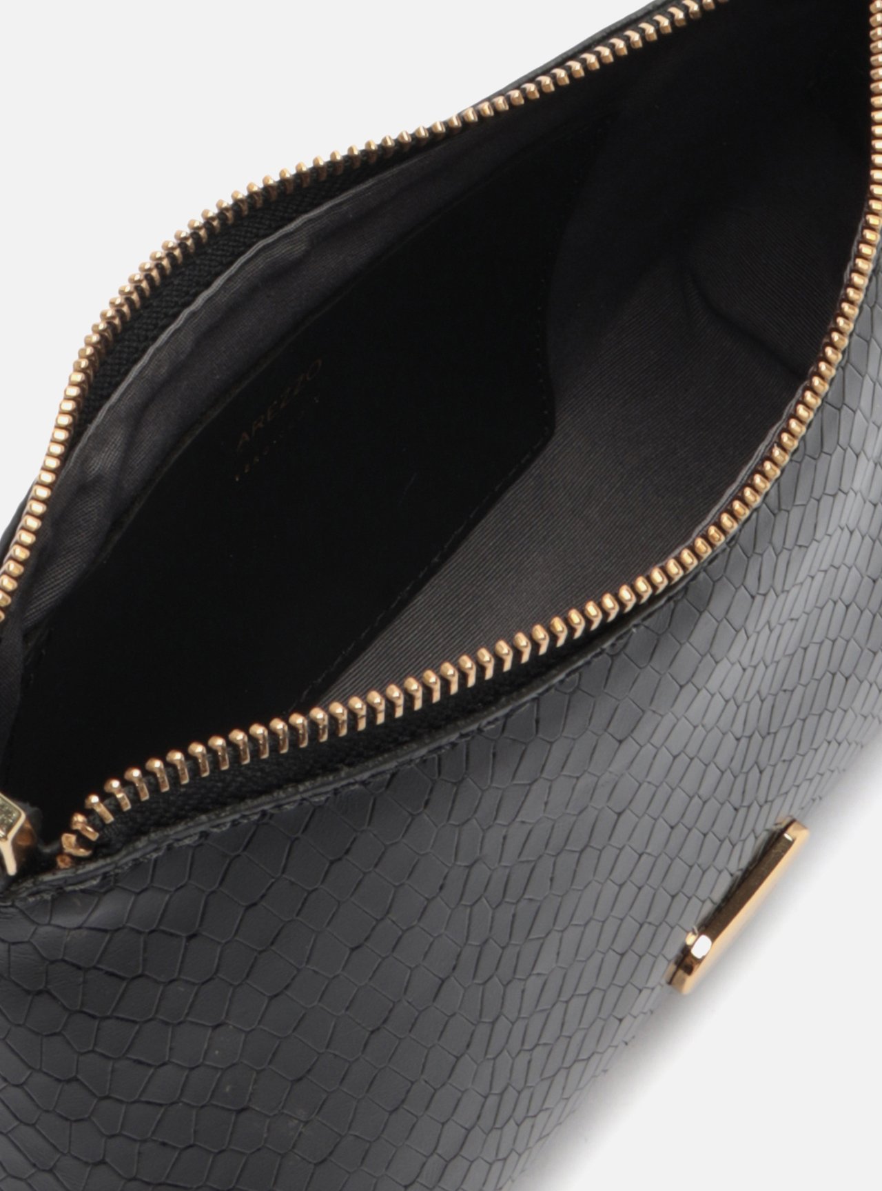 Bolsa Shoulder Preta Couro Média Snake Corrente — foto 4