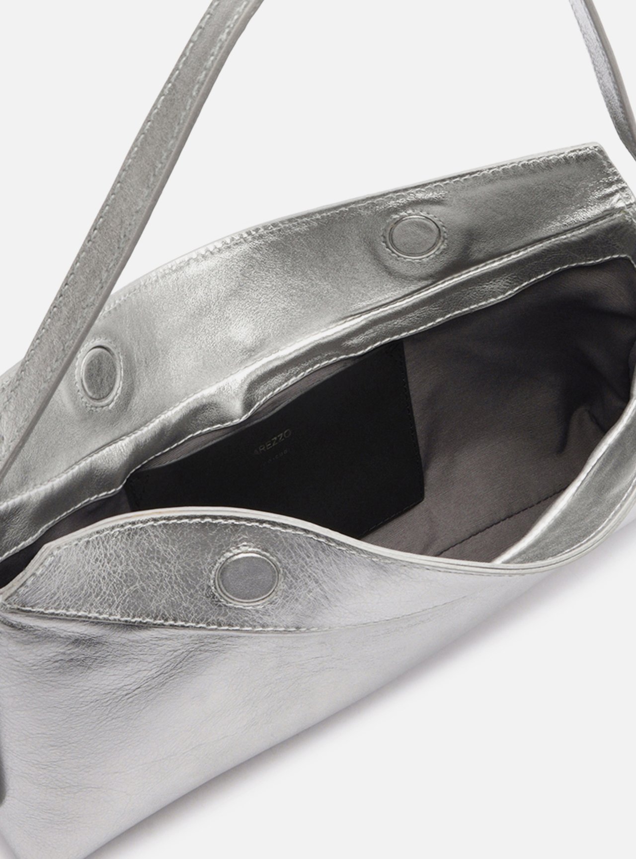 Bolsa Shoulder Prata Couro Grande Básica — foto 4