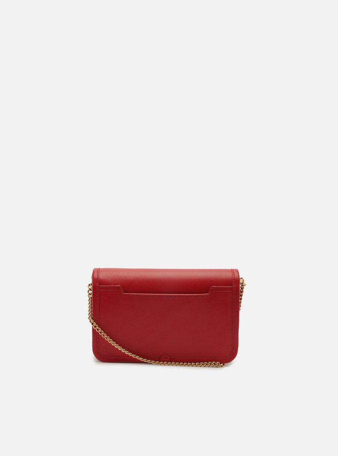 Bolsa Tiracolo Vermelha Couro Pequena Corrente