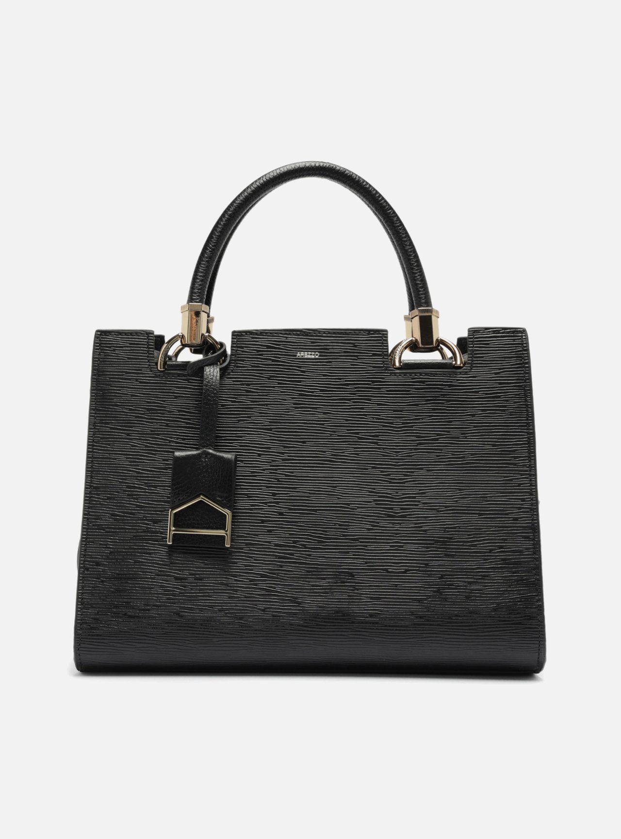 Bolsa Tote Preta Couro Abraccio Grande — foto 1