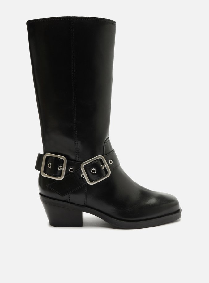 Bota Preta Couro Cano Médio Montaria West