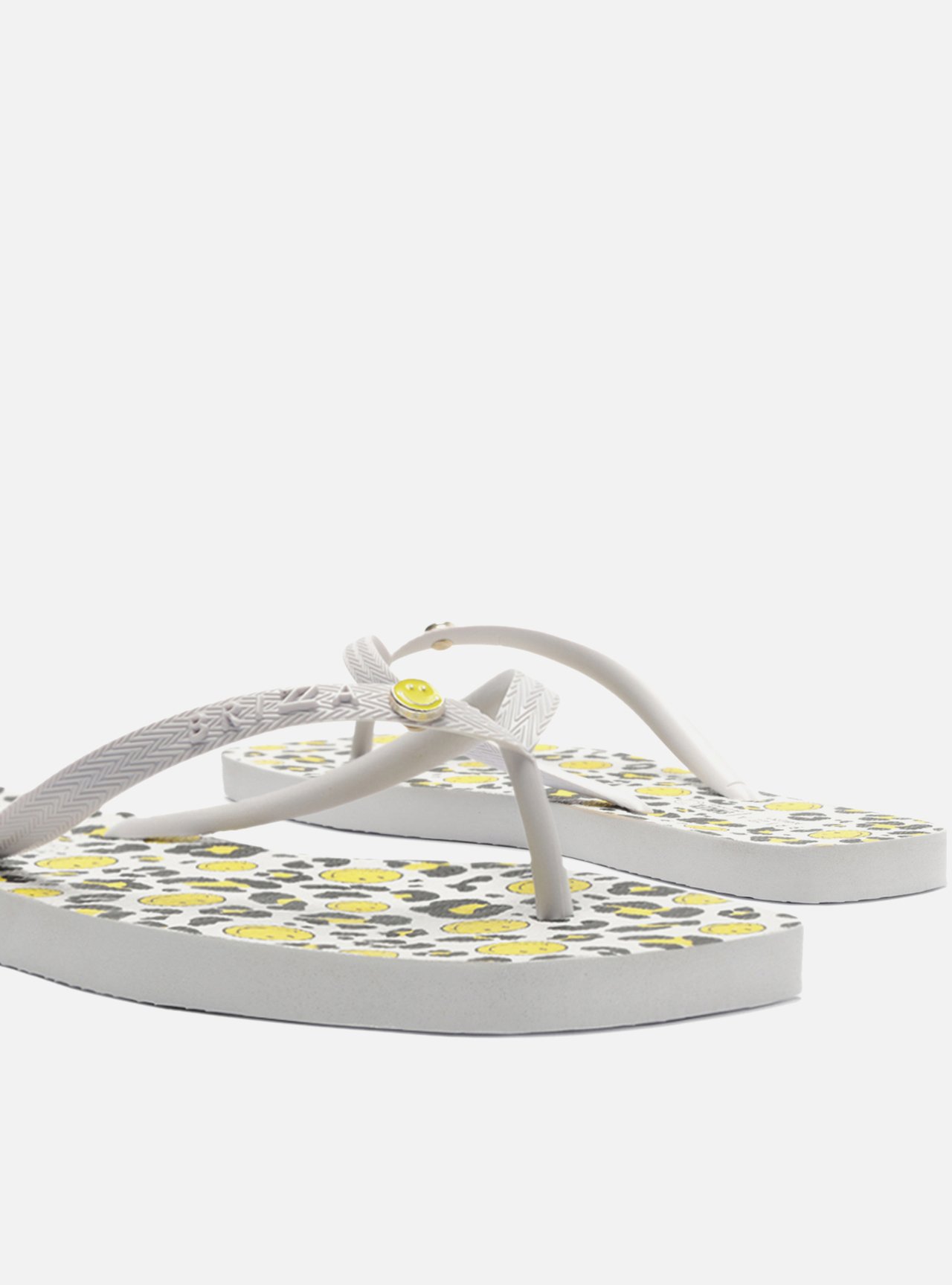 Chinelo de Dedo Branco Square Print Smiley | Arezzo