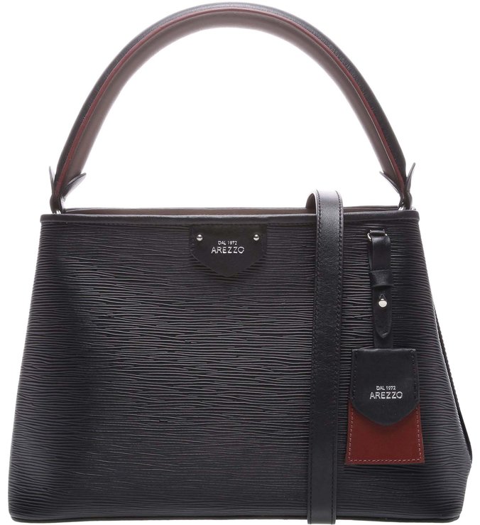 Bolsa Tote Couro Thaila Grande Preto e Berry