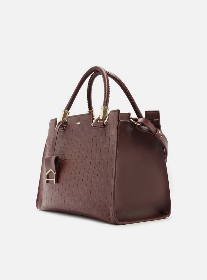 Bolsa Tote Vermelha Couro Abraccio Grande Tressê