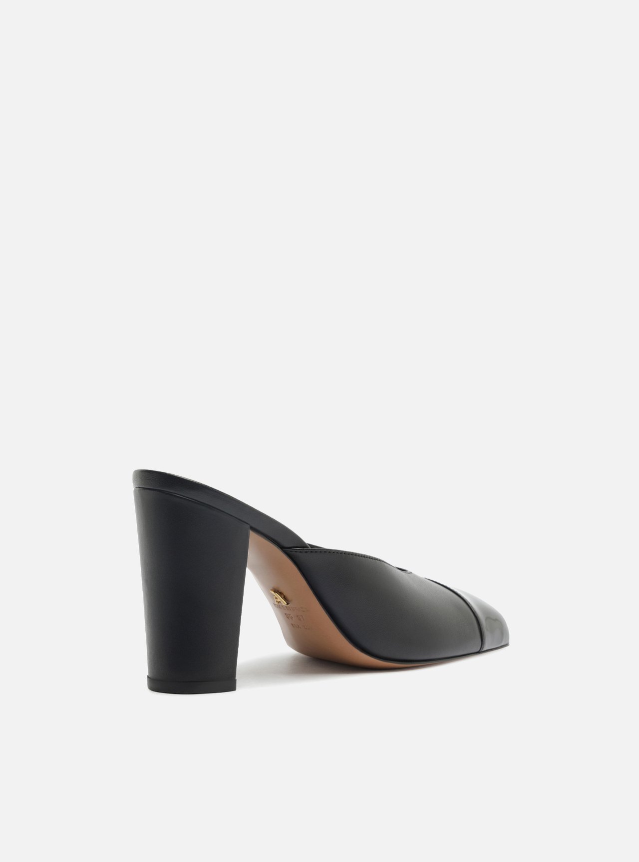 Mule Preta Salto Bloco Cap Toe — foto 3