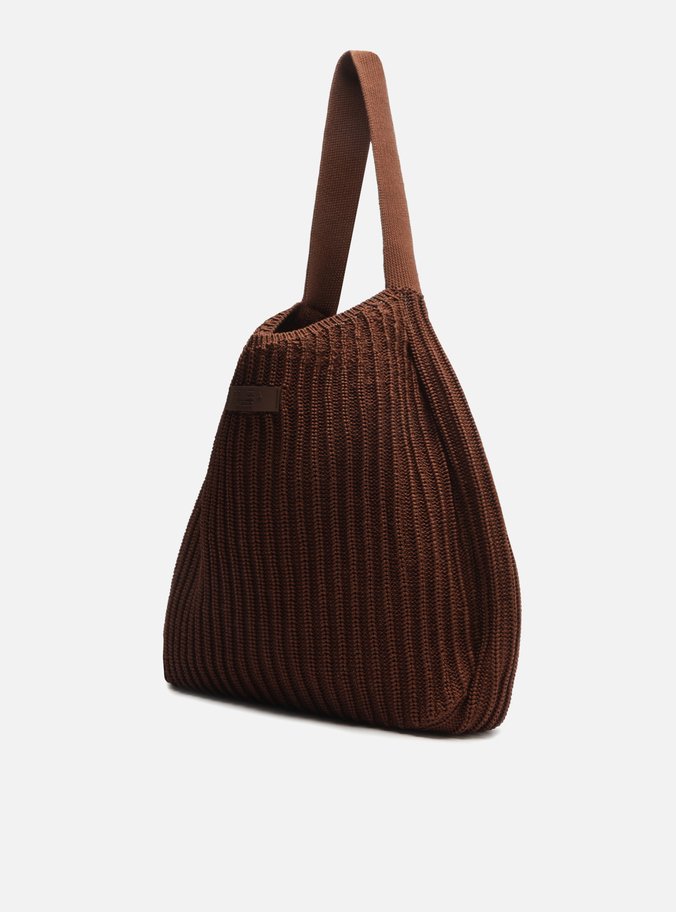 Bolsa Shopping Crochê Marrom Grande Brizza