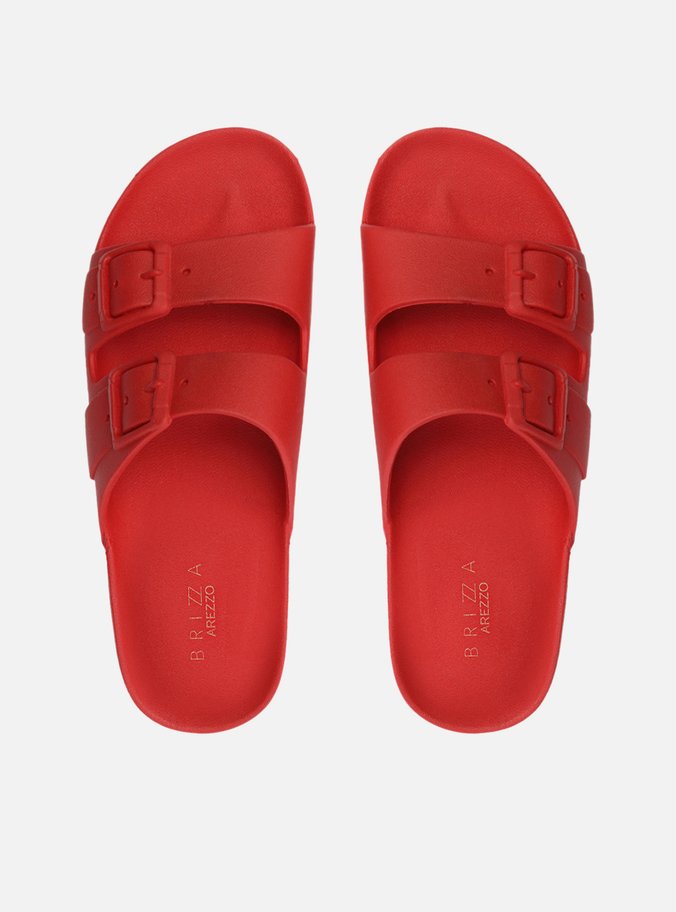 Chinelo Slide Vermelho Fivelas Brizza