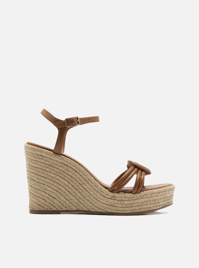 Sandália Marrom Plataforma Salto Alto Enlace Central