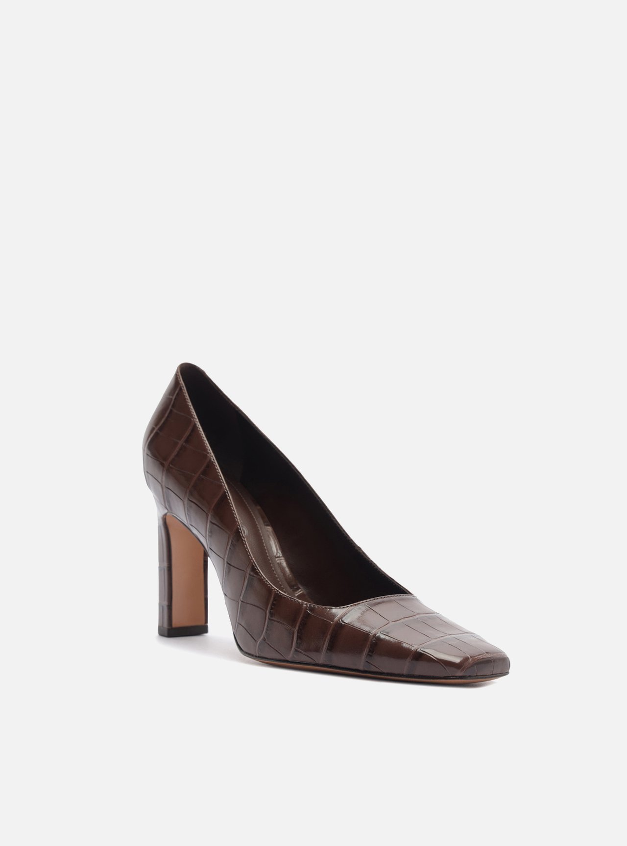 Scarpin Marrom Salto Bloco — foto 2