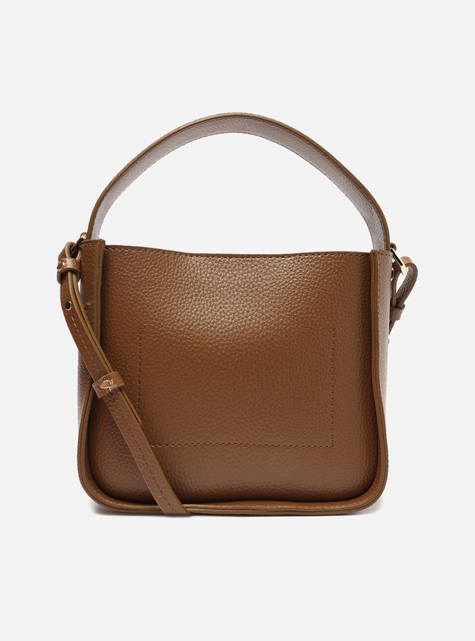 Bolsa Tote Marrom Couro Pouch Pequena