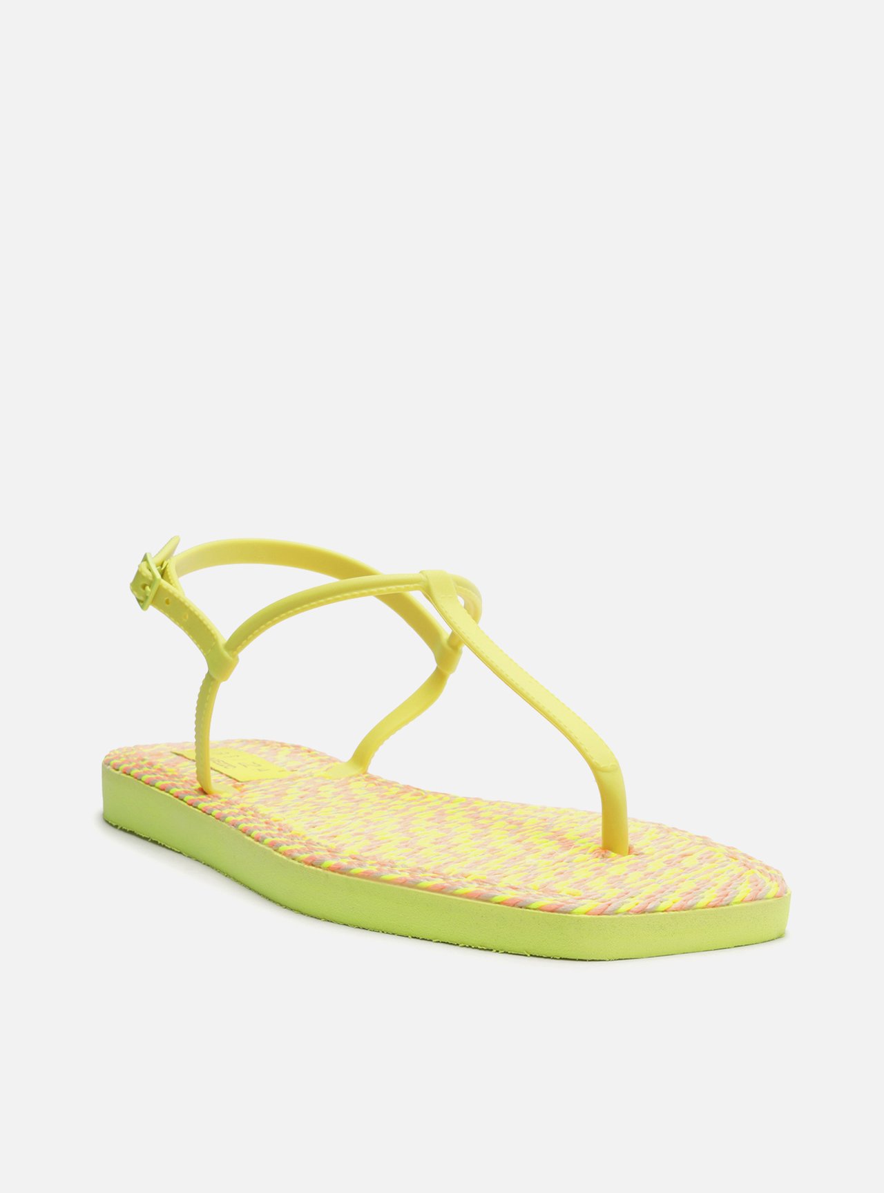 Sandália Rasteira Amarela Square Thong Crochê Brizza — foto 2