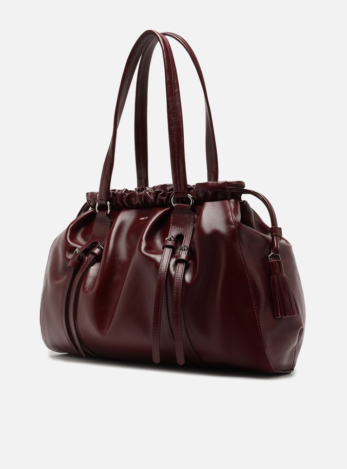 Bolsa Shopping Vermelha Couro Grande Fivelas