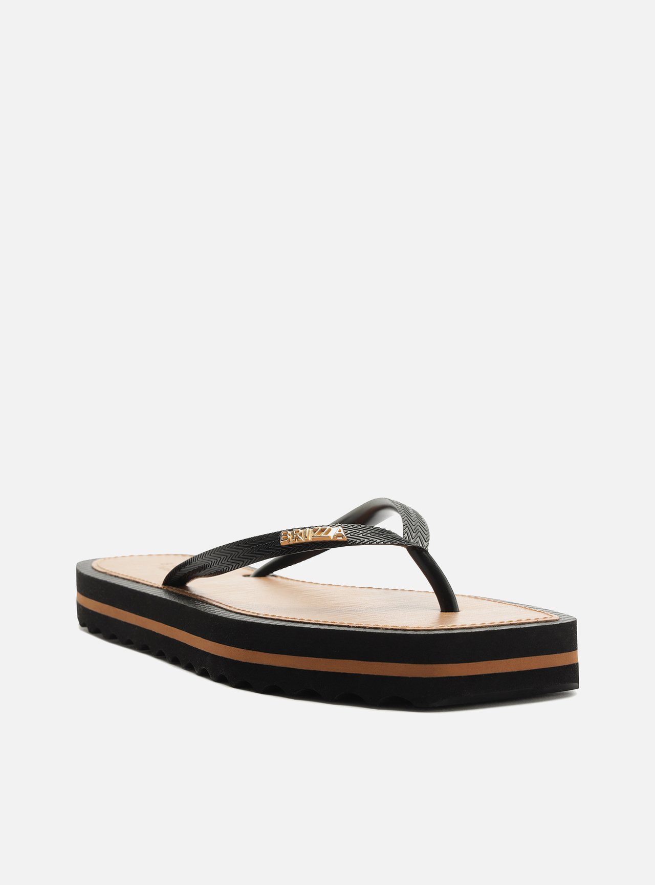 Chinelo de Dedo Preto Flatform Metais Brizza — foto 2