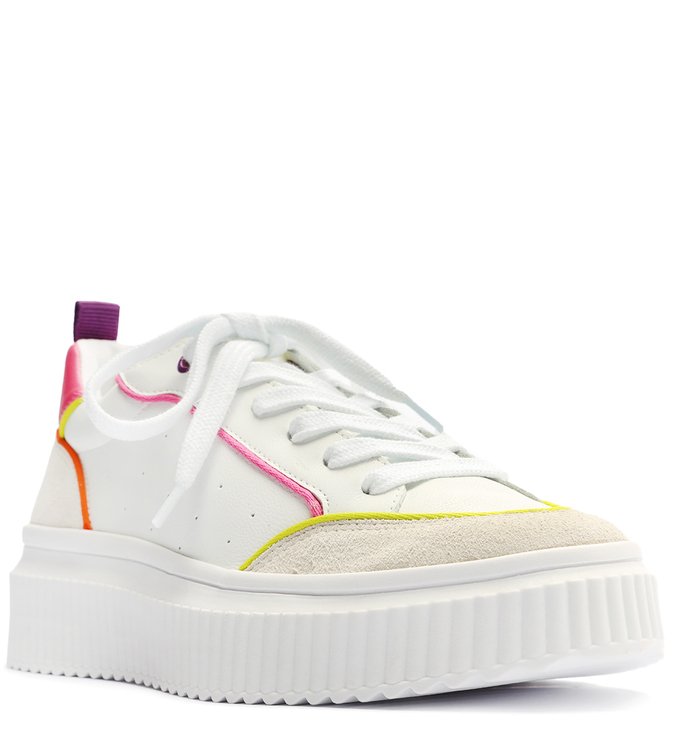 Tênis Branco Multimaterial Flatform Colorido