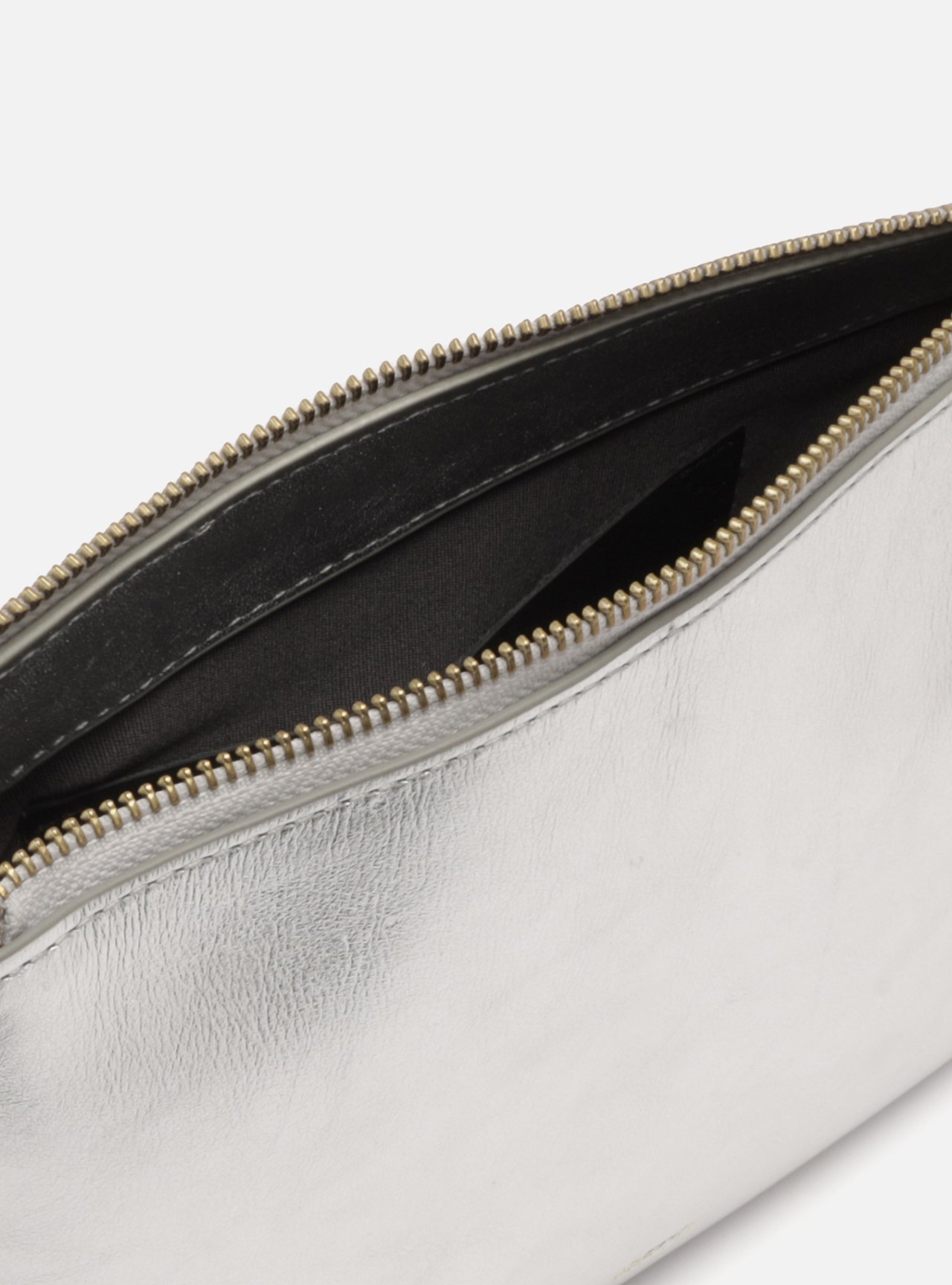 Bolsa Shoulder Prata Couro Pequena Alças Corrente — foto 4