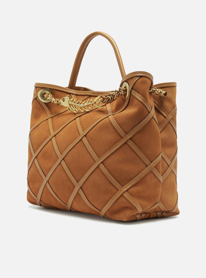 Bolsa Tiracolo Marrom Camurcina Média Metal