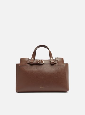 Bolsa Tote Marrom Média Tira Afivelada