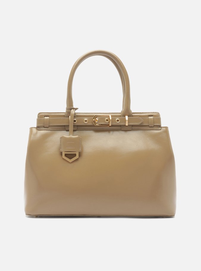 Bolsa Tote Cinza Couro Grande Bag Charm Victória