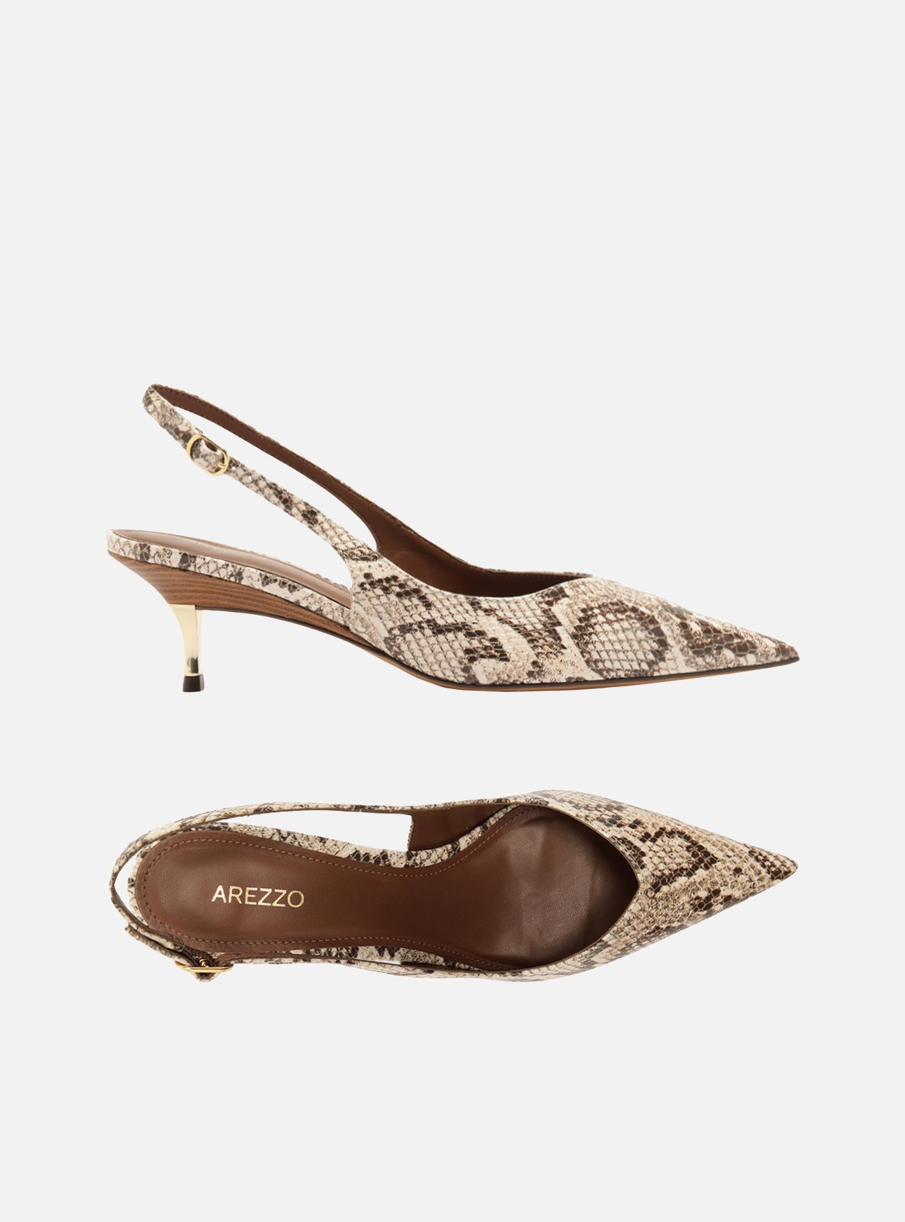 Scarpin Animal Print Snake Bico Fino Slingback — foto 5