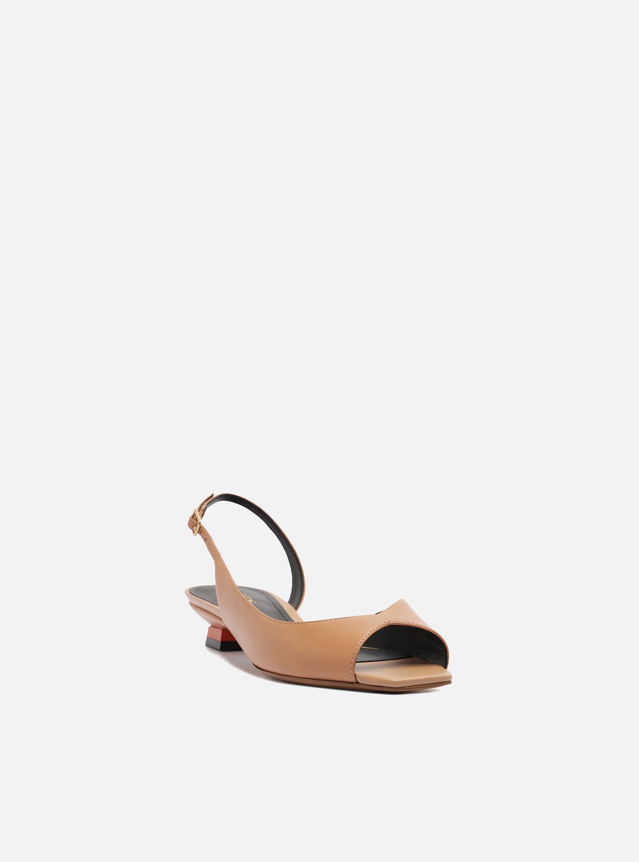 Scarpin Nude Couro Salto Bloco Slingback — foto 2