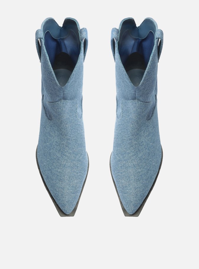 Bota Azul Jeans Cano Curto Western