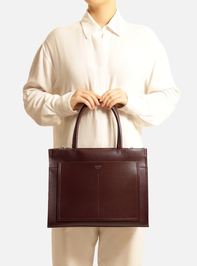 Bolsa Shopping Vinho Grande Bolso Costuras