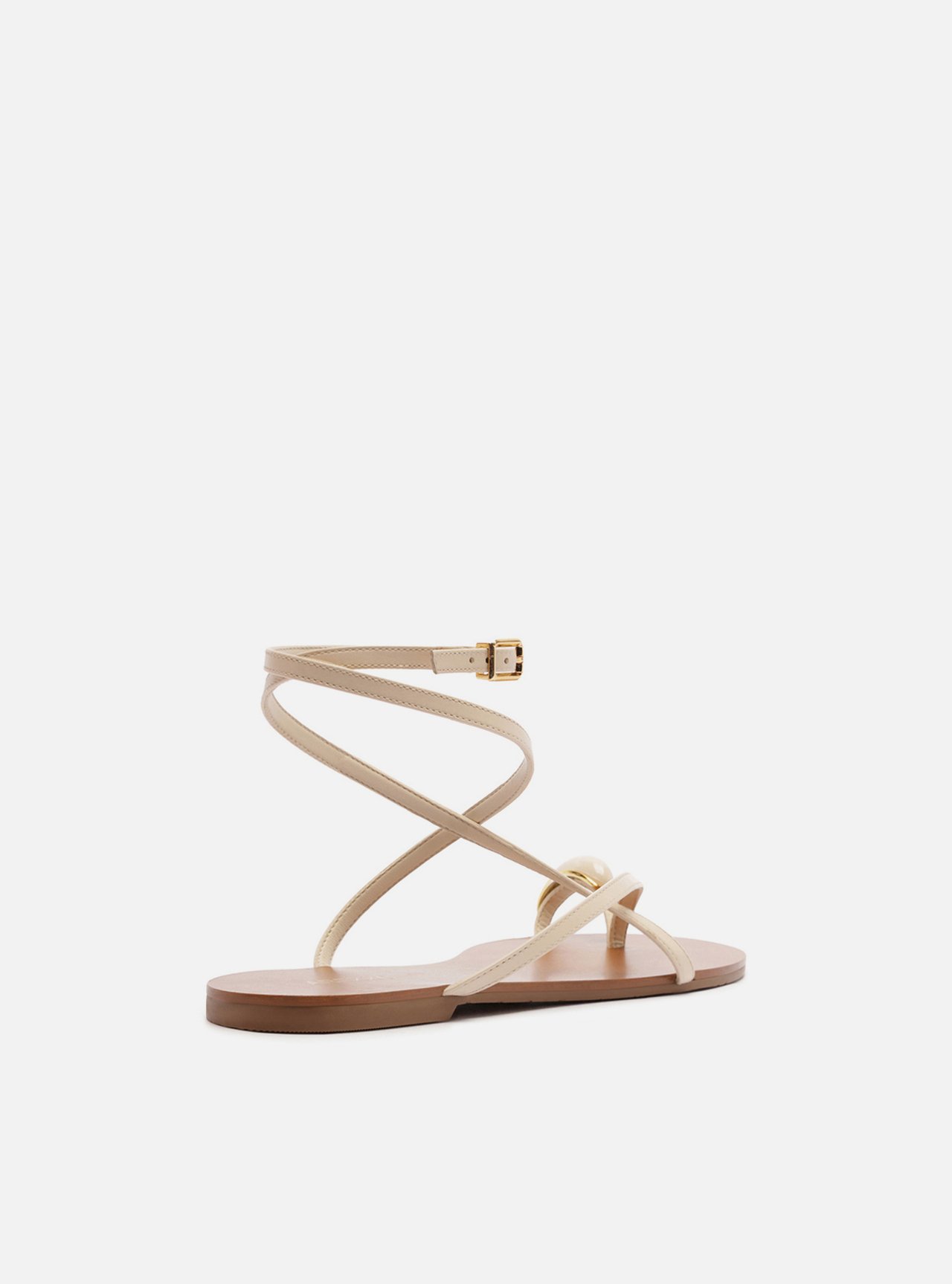 Rasteira Off White Couro Dedeira Pedra — foto 3