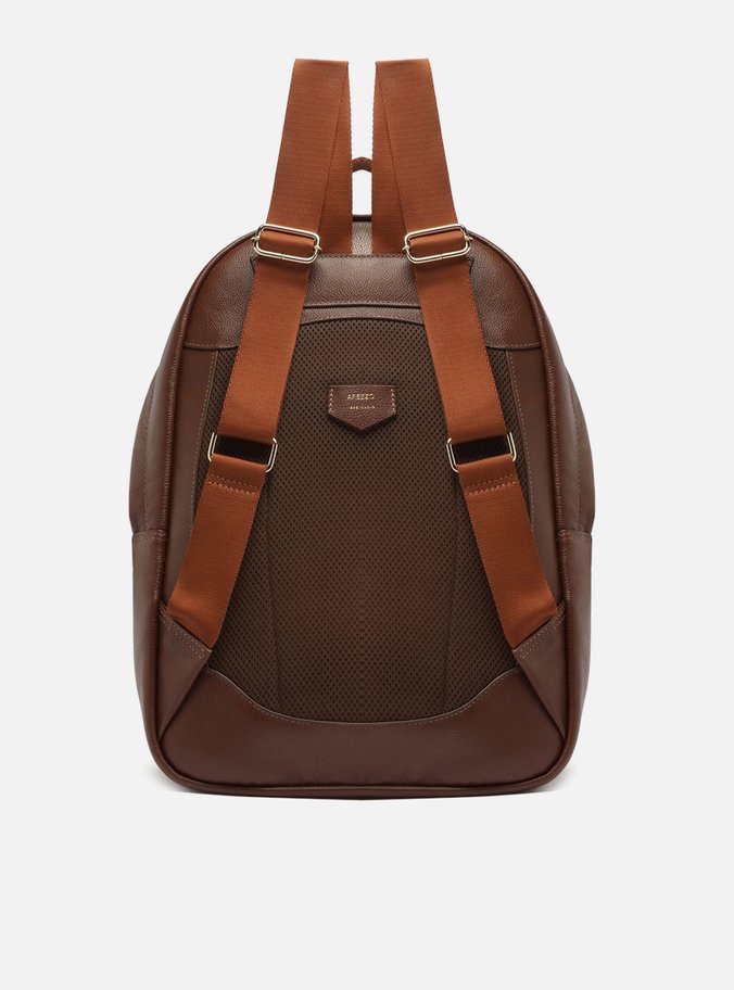 Mochila Marrom Couro Grande Bolso Frontal