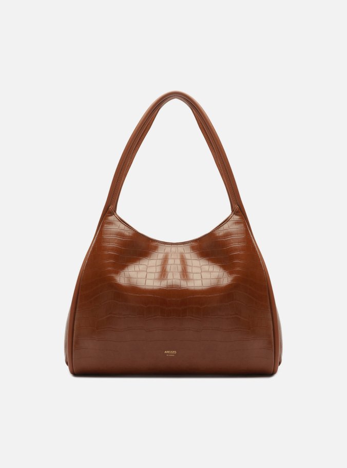 Bolsa Hobo Marrom Média Croco